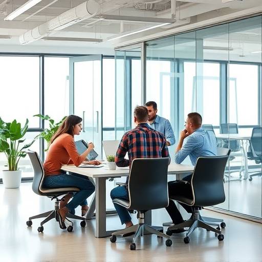 Un team di lavoro che collabora in un ambiente d'ufficio