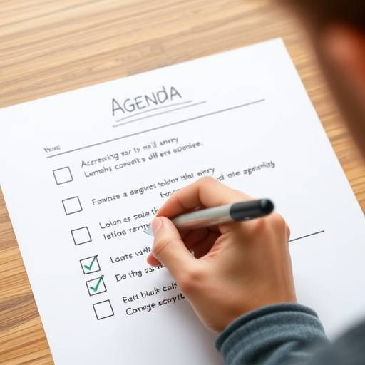 Una persona che pianifica i propri obiettivi con un'agenda e una penna